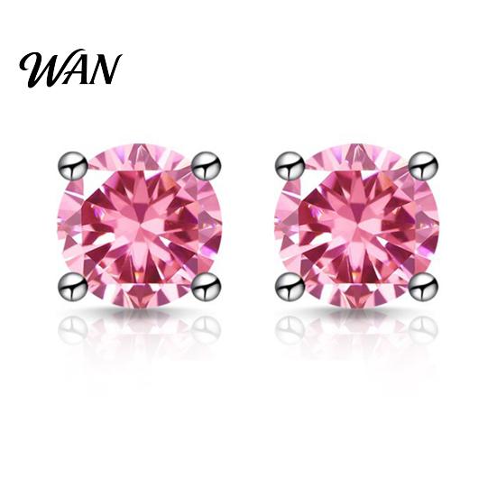 S925 Silver Earrings Zirconia Stud One Carat Main Stone Hypoallergenic Flat Gold Plated Back Comfortable Shiny Daily Wear Jewelry for Women Men Micro