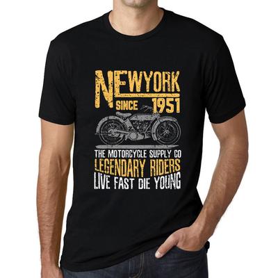 Мужская винтажная футболка с рисунком Футболка New York Motorcycle с 1951 года Deep Black