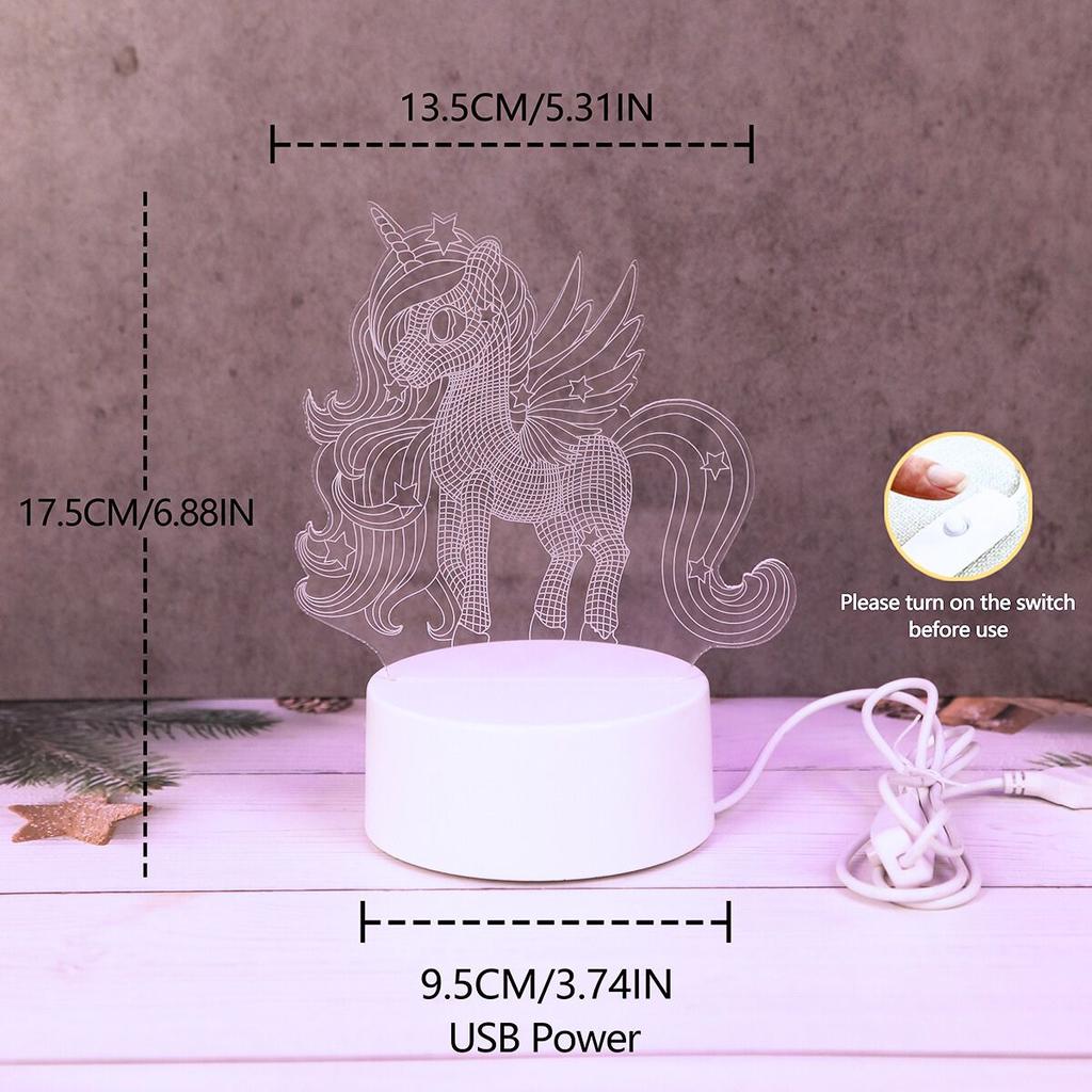 USB Ночник-единорог 3D, розовый светодиодный свет, спальня, вечеринка, гостиная, свадьба, декоративная атмосфера, подарочный светильник.