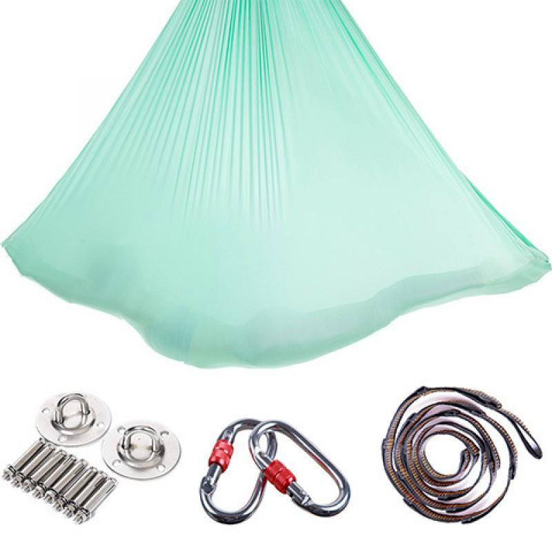 Aerial Yoga Hammock With Extension Straps Home Inversion Stretching Nylon Mesh Wide Elastic Unisex Fitness Accessory