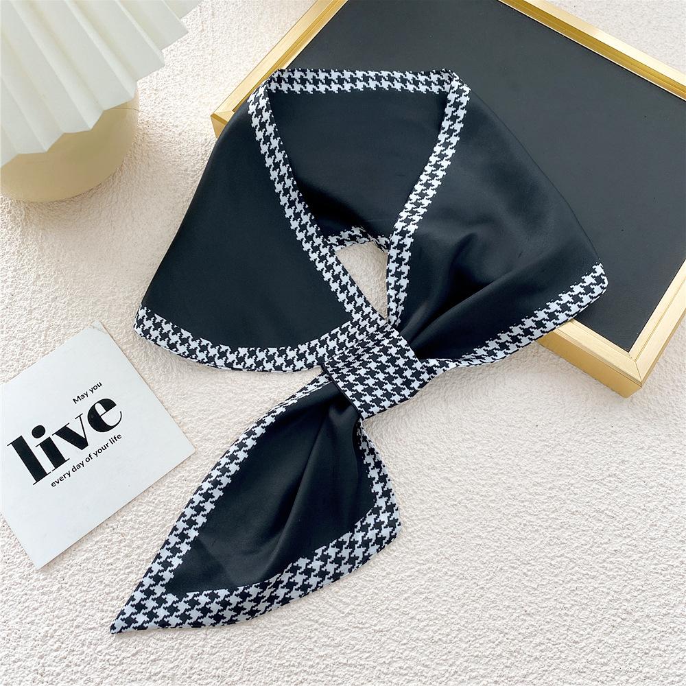 New Style Cross Shaped Small Scarf For Women In Spring Autumn Summer Fashionable Temperament Tied Bag Headband Decorative Scarf