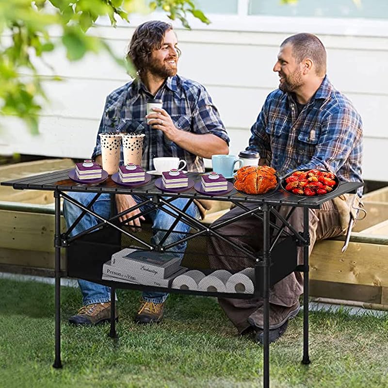 Уличный стол BAROKURO, легкий, прочный, складной, низкий, алюминиевый, для кемпинга. В комплекте сумка для аксессуаров. В комплекте сумка для хранения. Удобно переносить.