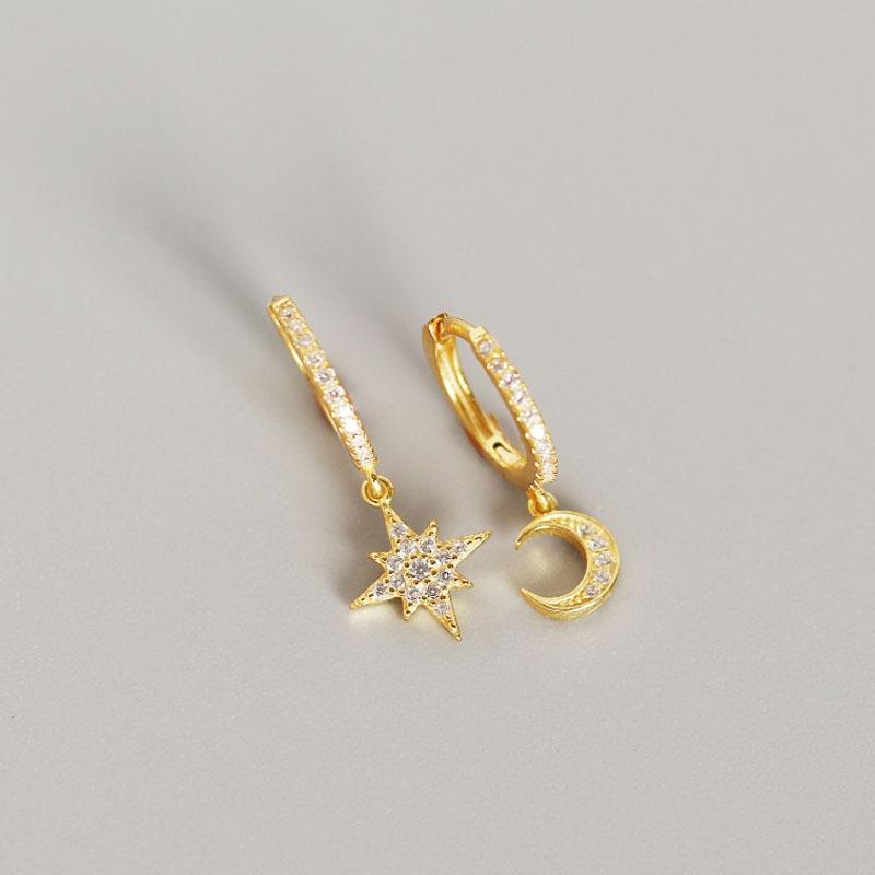 Fashion Silver Jewelry Sets 925 Sterling Silver Moon Star Snake Dangle Earring Huggie Earrings Gold Plated Hoop Earrings Women