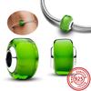 Подходит для браслета Pandora 925 стерлинговое серебро Сверкающие красные черные синие циркониевые круглые бусины Белые красные зеленые шармы из муранского стекла Циркон