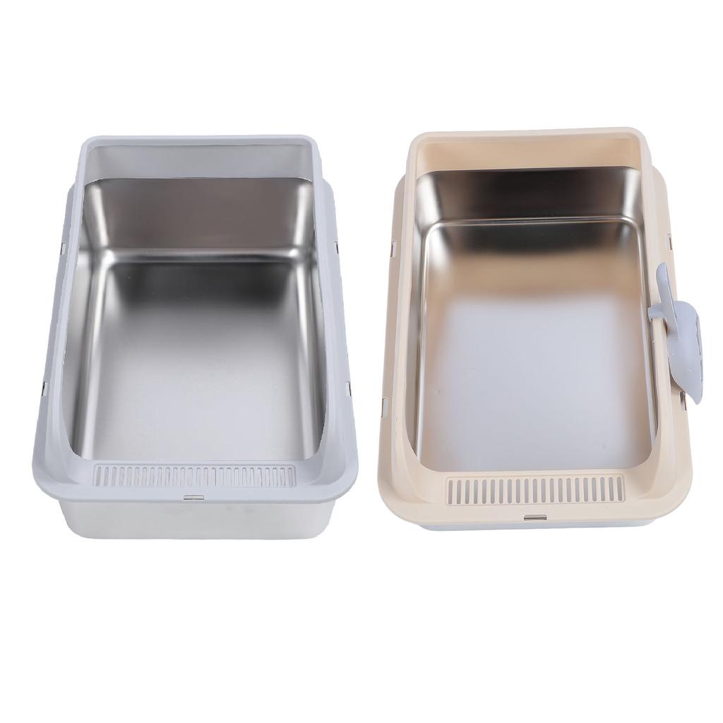 Кошачий туалет из нержавеющей стали, прочный, легко моется, не разбрызгивается, с высокими бортами, металлический лоток для кошачьего туалета