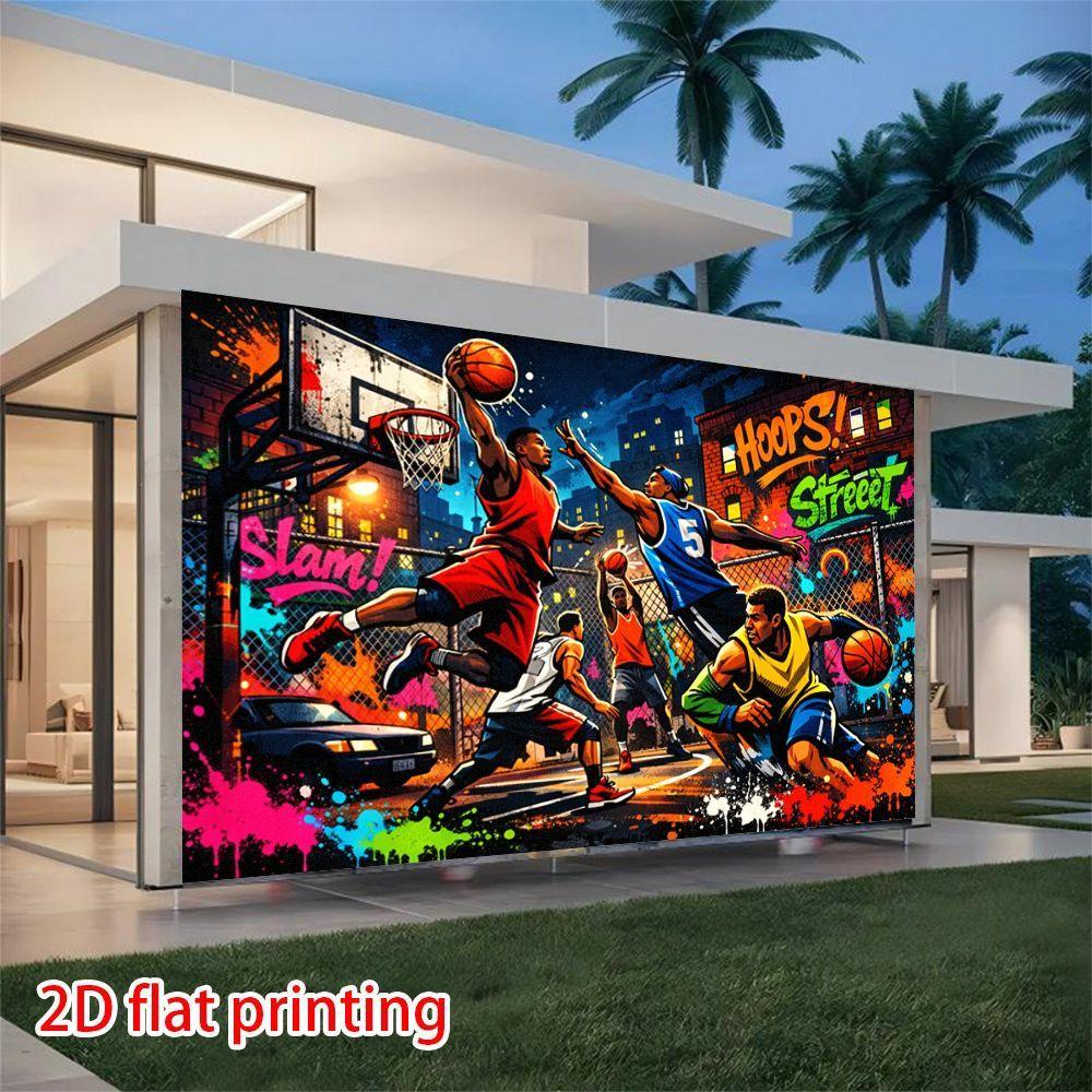2D flat banner - Polyester background fabric for street basketball art scene - Party bannerXY