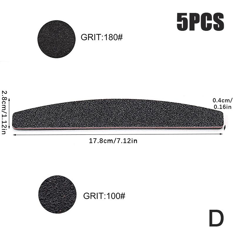 5 шт. Прочная Толстая Пилка для Ногтей Черная 100/180 Грит Профессиональная Наждачная Бумага Сниматель Кутикулы Полировочные Пилки Набор Маникюрных Инструментов Аксессуары
