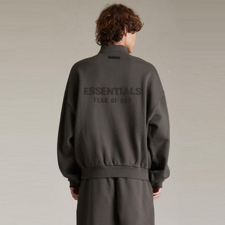 Fear of God Essentials Мужская футболка-поло с длинным рукавом SS24 Чернильный черный Унисекс 192SP244390F