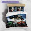 3pcs Custom Name Cartoon Monster Jam Bedding Set Duvet Cover Closure Includes 1 Duvet Cover & 2 Pillowcases for All Seasons Bedroom Decor