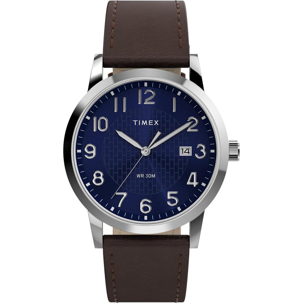 Мужские кварцевые часы TIMEX Main Street 38 мм Синий циферблат Водонепроницаемость 30 м TW2Y67500