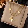 Vintage Layered Chain Butterfly Moon Pearl Pendant Necklace for Women