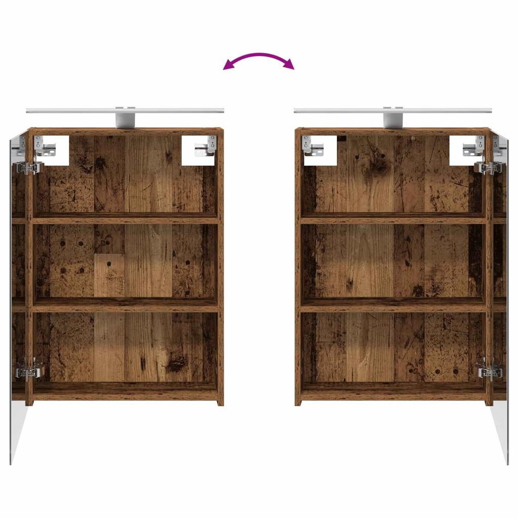 Bathroom Cabinet Set 4 pcs Reclaimed Wood Look 50 x 14.5 x 70 cm