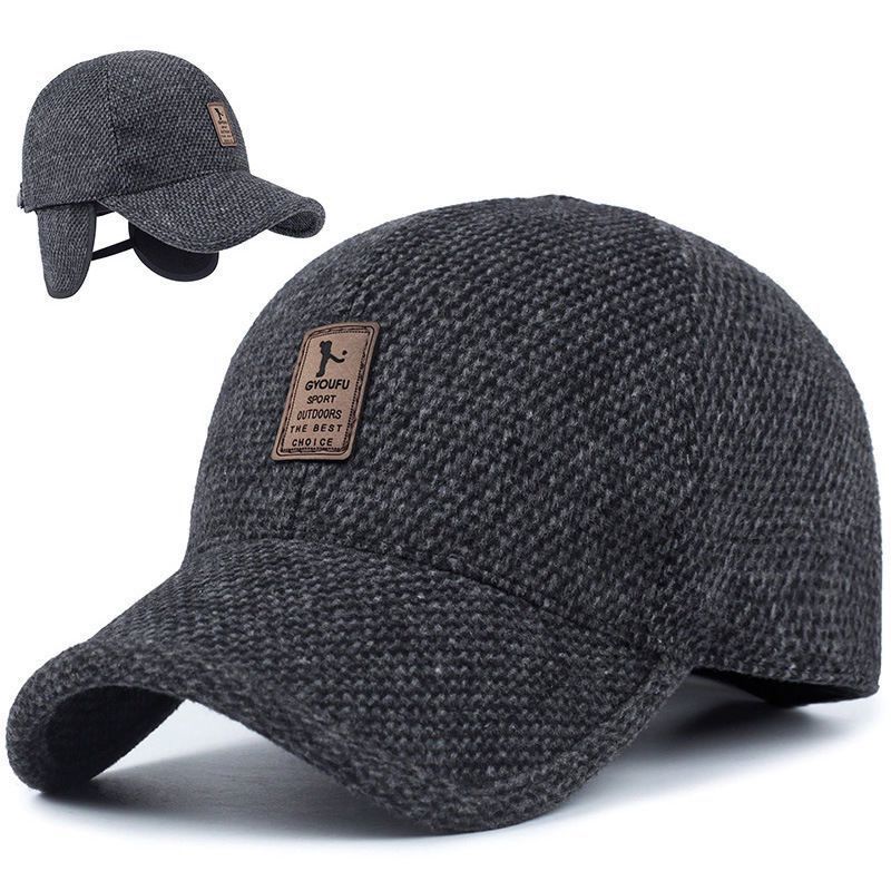 In the elderly hat men's ear protection woolen baseball cap autumn and winter thickened warm cap elderly hat dad hat