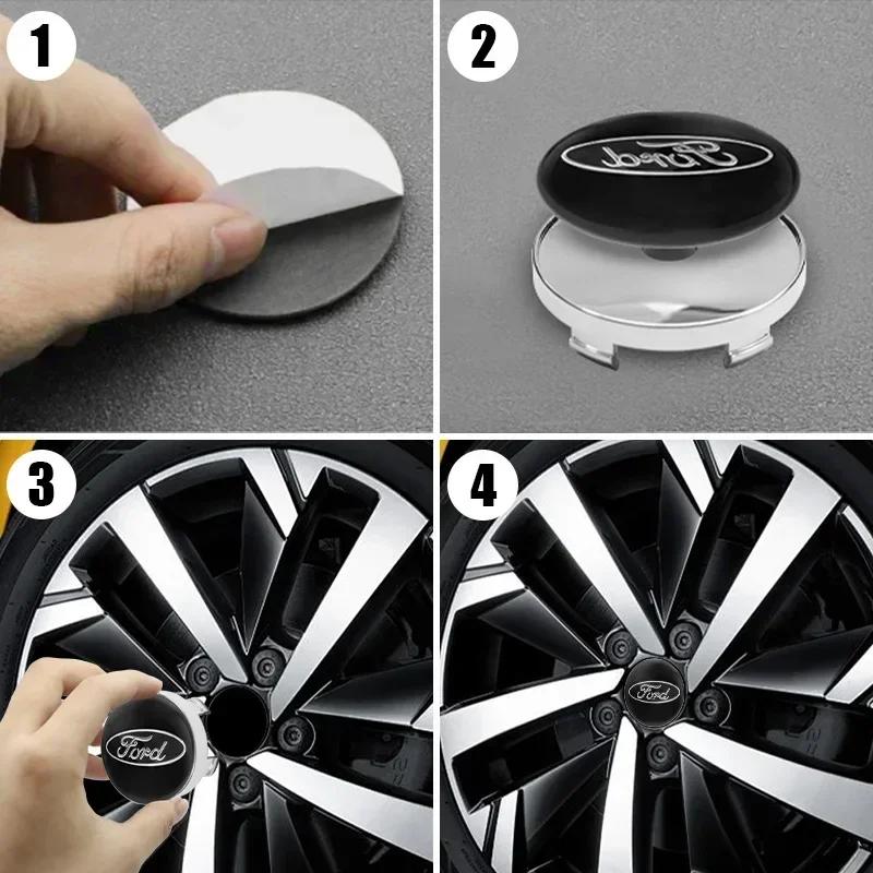 4PCS 60mm Car Wheel Center Hub Caps Sticker Emblem Decal For Ford Focus 2 3 MK3 MK4 Fiesta Kuga Explorer Mondeo Auto Styling KL1