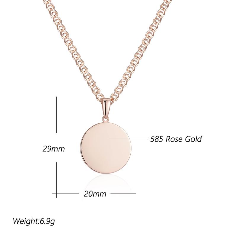 Fashion Necklace For Pendant Glossy Women Rose Gold Color Simple Round Accessories High Quality Daily Fine Jewelry