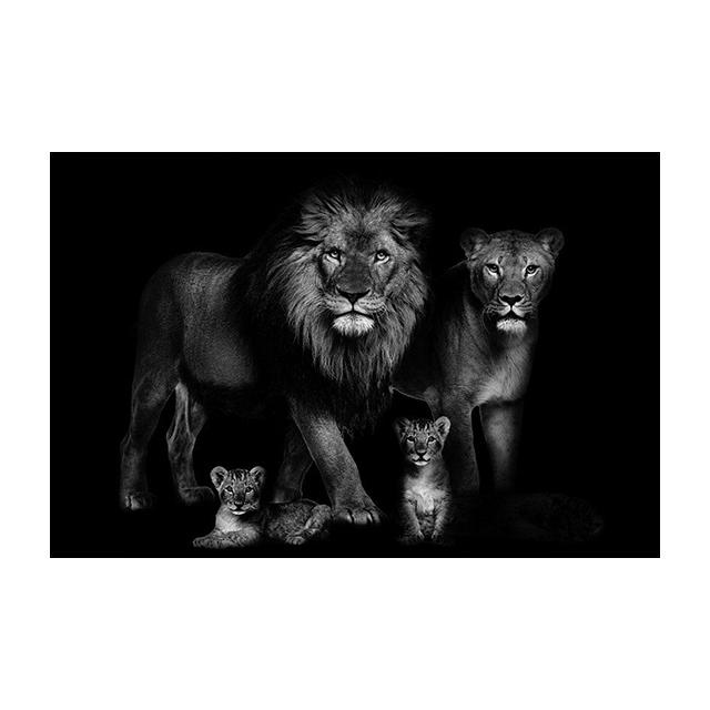 Черно-белый холст с животными, картина с изображением льва, семейный постер и принты, настенная художественная картина для украшения гостиной, домашний декор