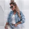 Женские джинсовые пальто, куртки, короткие пальто, отложной воротник, заклепки, уличная одежда 2000 года, открытая строчка, панк, однобортные повседневные куртки