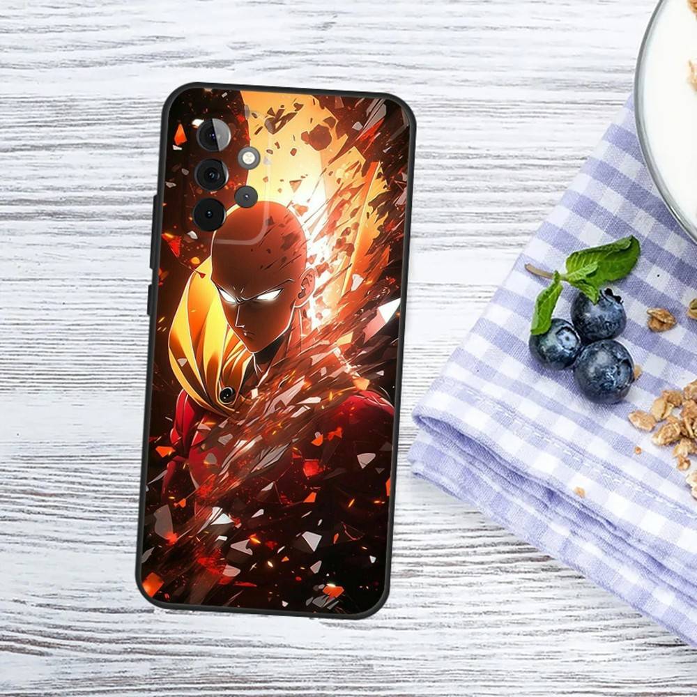 One P-Punch-Man Saitama Phone Case For Samsung Galaxy A13,A21s,A22,A31,A32,A52,A53,A71,A80,A91 Soft Black Phone Cover