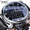 Jaragar Brand White Men Mechanical Watch Minimalism Dial Date Business Sports Male Genuine Leather Wrist Automatic Clock Relogio