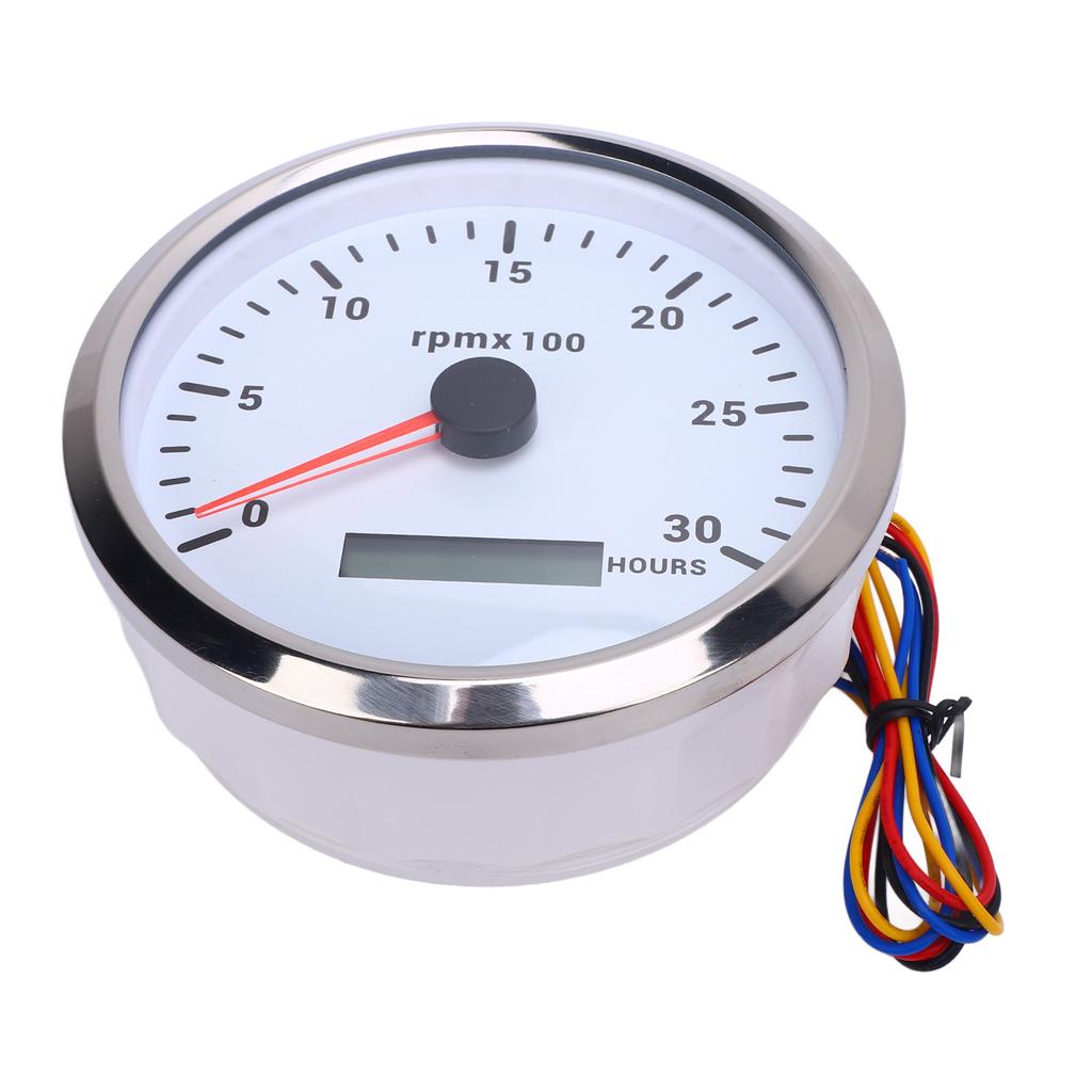 110мм 4 3 8 дюймов Тахометр 7 цветов подсветки DC 9 32В 3000 об/мин Прибор с счетчиком моточасов для автомобиля, яхты, дома на колесах, лодки, грузовика, черный