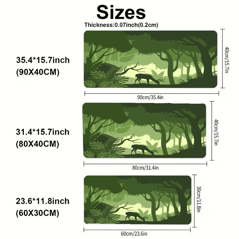 Large Gaming Mousepad Desk Mat Keyboard Pad Gradient Purple Mountain Forest Deer Landscape Nonslip Rubber Extended Stitched Edge