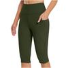Women  Elastic High Waist 3/4 Pant Casual Active  Fit Wide Capris Leg Pants Trousers With Pockets