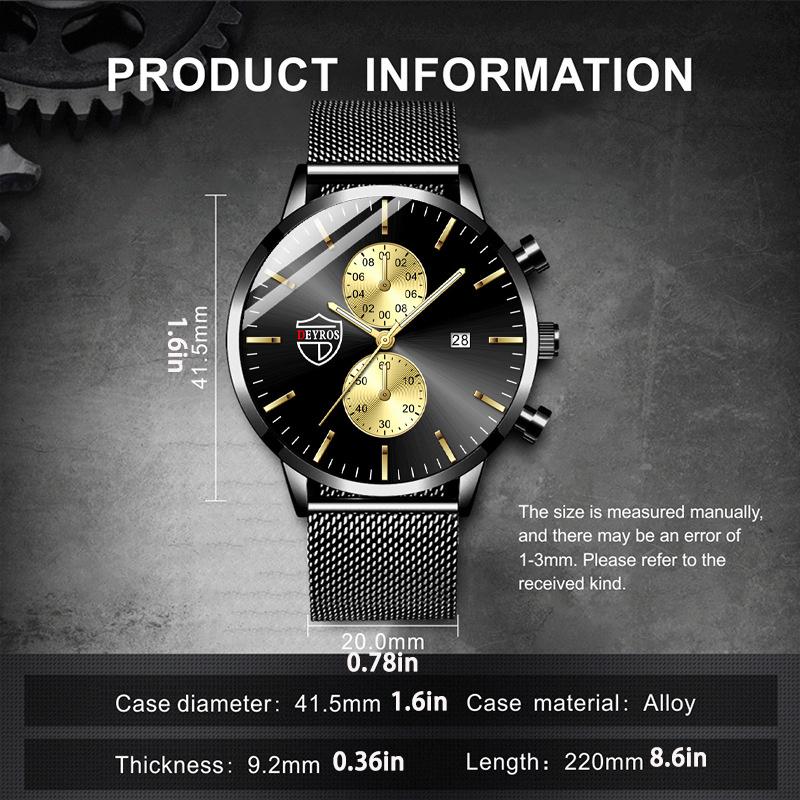Men's Fashion Date Luminous Watch Men's Quartz Watch Steel Watch Men's Gift
