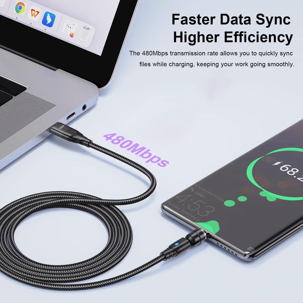 100 Вт USB C - Type C быстрая зарядка магнитный кабель микро магнитный телефонный шнур данных провод для iPhone 15 14 11 Pro Max Samsung