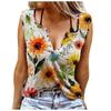 Женские майки, сексуальные летние топы без рукавов с V-образным вырезом, жилет с 3D принтом, топы с оранжевыми цветами