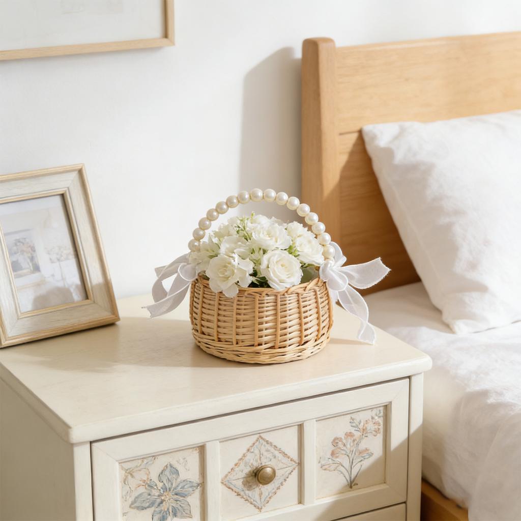 Корзинка для цветов, маленькая плетеная корзина с ручкой, пасхальная корзина для хранения лепестков и конфет, садовый декор для дома, плетеная корзина из цветов