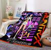 Custom Name Neon Vibes Flannel Blanket Throw Blanket Soft Warm Sofa Bed home Decor Unique Gift