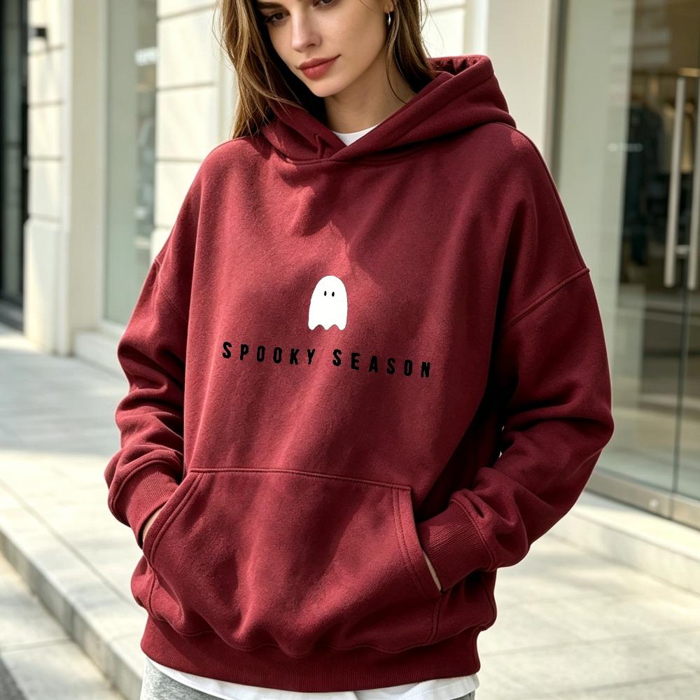 Spooky Season Halloween Printed Sweatshirt Hoodie Printing Fashion Unisex Hooded Sweatshirt Loose Fit Breathable Pullover Women