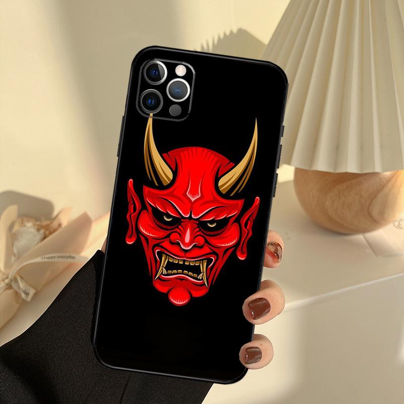 Чехол для телефона с маской Они самурая Для iPhone 13 16 15 11 12 14 17 Pro Max 12 mini 15 16 Plus 16e 17 Air Cover Funda