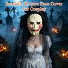 Unique Halloween Outfit Addition Horror Latex Mask, Scary Clown Face Headpiece with Black Hair Spooky Blood Stained Mask for Adults Wig, Breathable