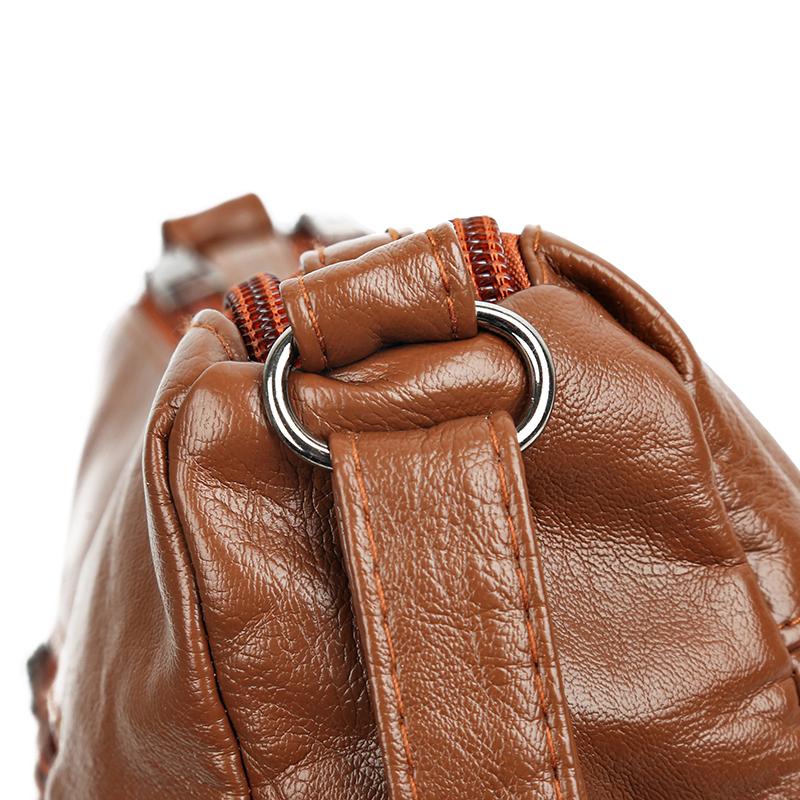 Female Soft Leather Large Capacity Middle-Aged Shoulder Crossbody Bag Multi-Layer Mother Bag