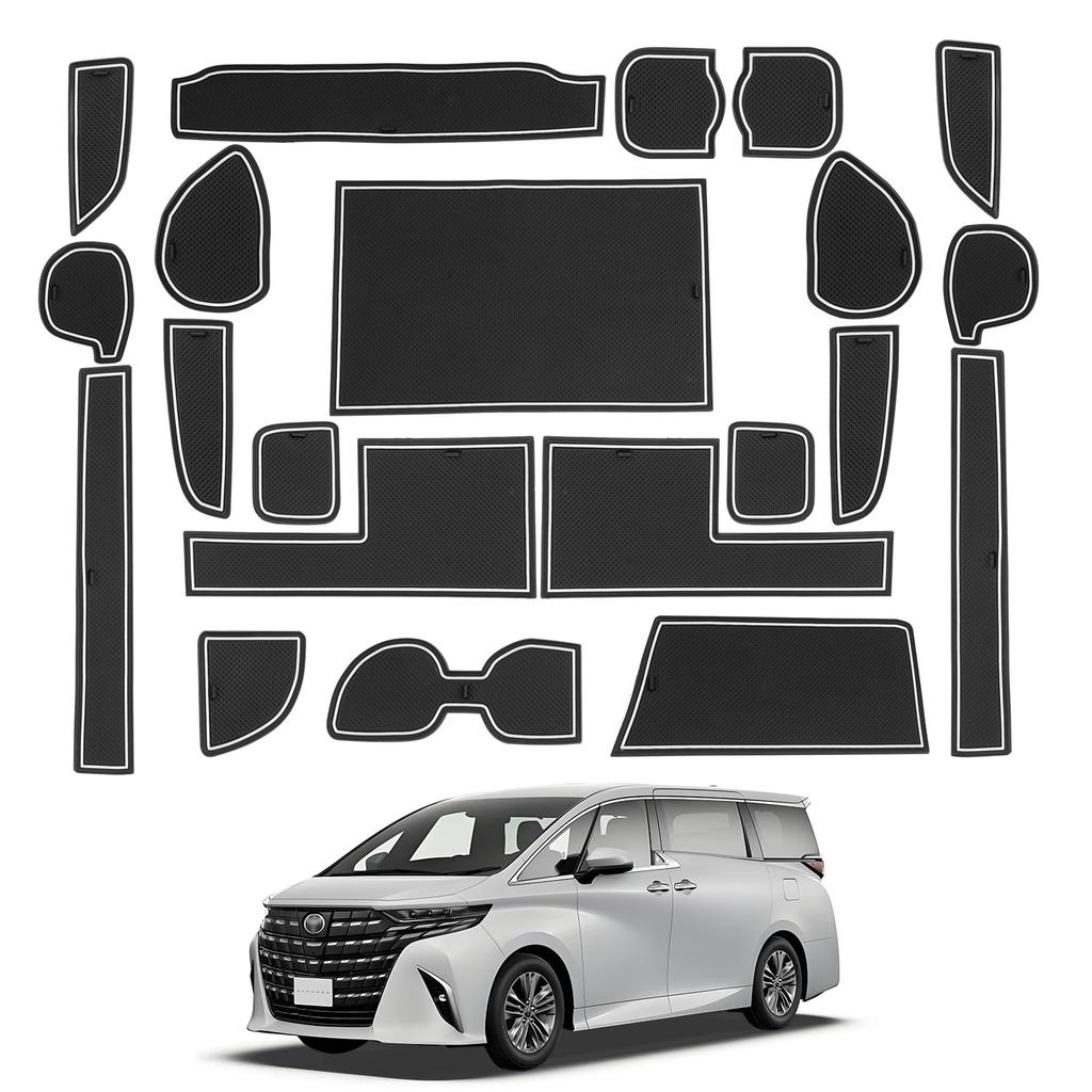 LANGBEAN Toyota Alphard 40 Interior Rubber Door Pocket Scratch and Noise Interior Alphard Custom Set of 21 Series/Vellfire Mats, Non-Slip Mats,