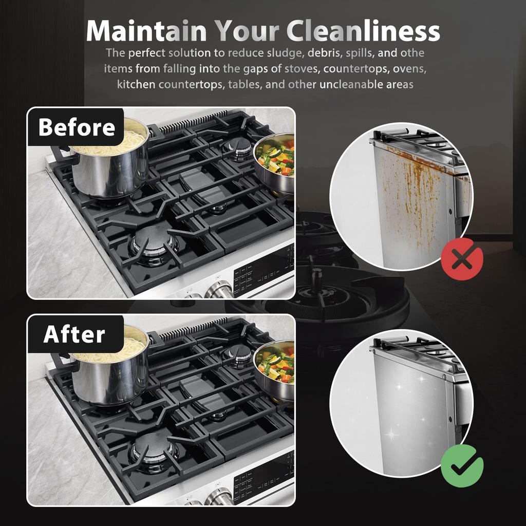 2 Pcs Stainless Steel Stove Gap Guard Reusable Stove Gap Covers Stretchable Stoves Gaps Filler for Household Kitchen Accessories