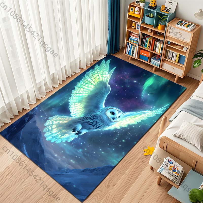 Magic Academy Owl Print Rug Carpet for Living Room Children Bedroom Mat Sofa Doormat Floor Rug Home Decor Anti Slip Mat for Gift
