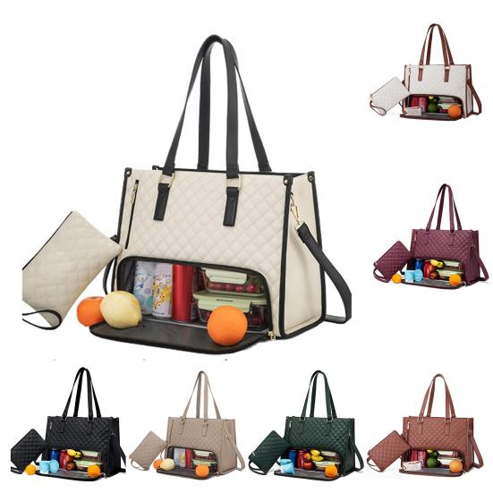 Сумка-тоут 2 в 1, сумка для ланча для женщин, сумка для ланча для ноутбука 15,6 дюйма, большая сумка с отделением для ланча, вместительная рабочая сумка для офиса, колледжа