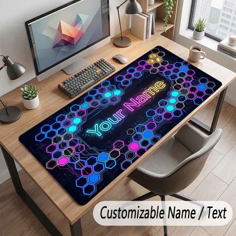 Abstract Geometric Theme Customized Mouse Pad Personalized Print Name Text Desk Mat For Home Office Table Decor