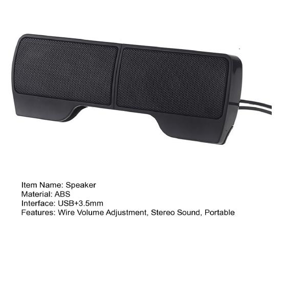 Зажим для компьютерного динамика USB 3,5 мм, провод, регулировка громкости, стереозвук, портативный мини-ноутбук, настольный ПК, звуковая коробка, сабвуфер