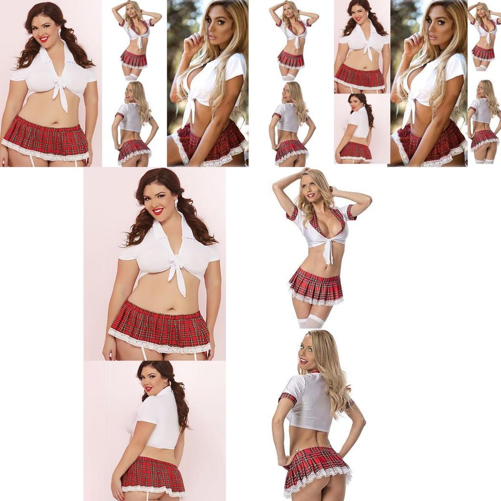 Women Sexy Lingerie Schoolgirl Student Uniform Cosplay Underwear Dress Lace