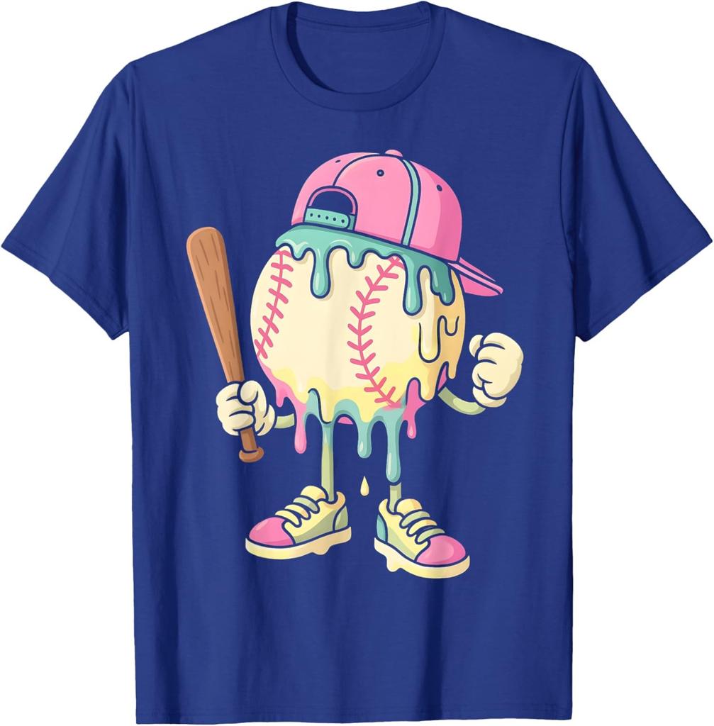 Funny Ice Cream Drip Baseball Spots Baseball Drip Unisex T-Shirt