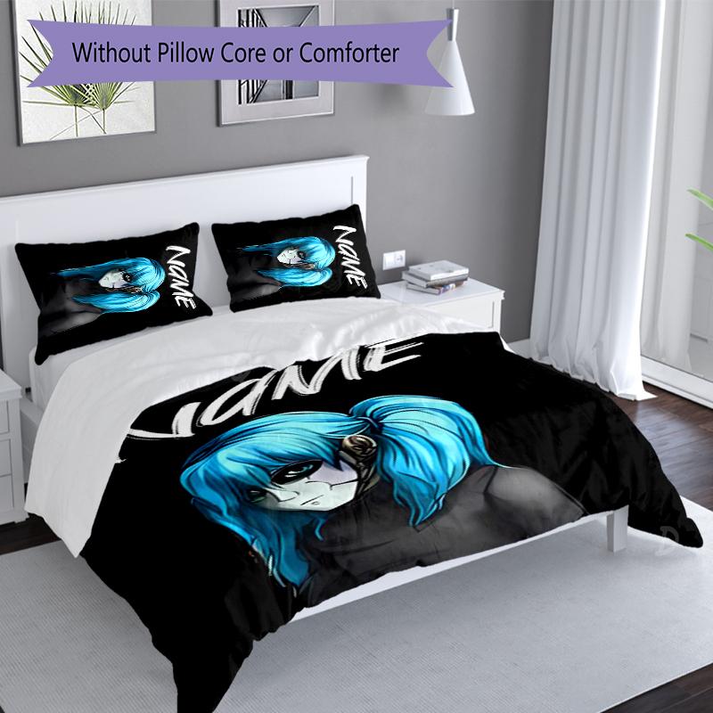 3pcs Custom Name Sally Face Bedding Set,Includes 1 Duvet Cover and 2 Pillowcases,All-season Bedroom Decor