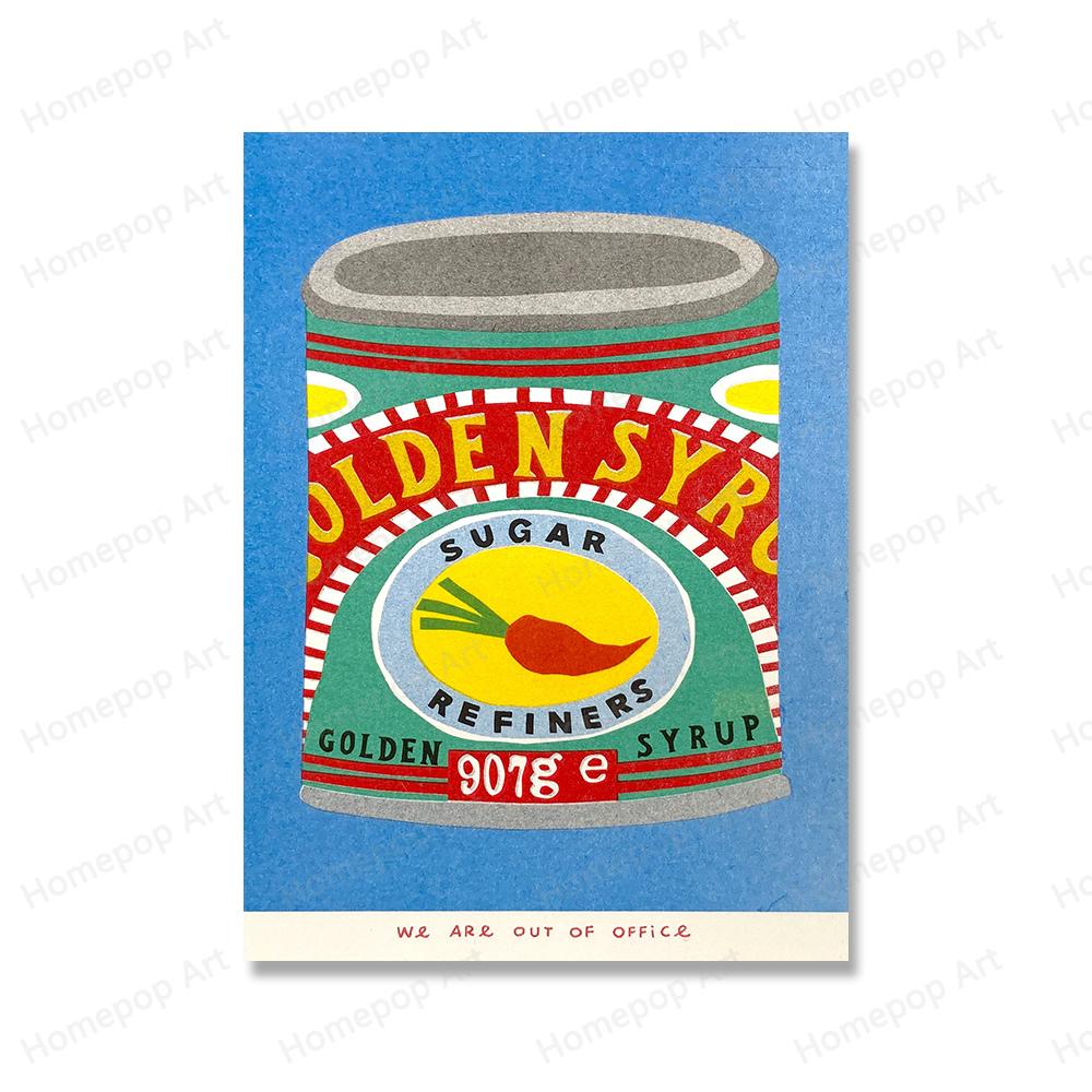 Японское ведро кокосового масла, консервированные сливы, помидоры, сардины, настенная живопись, скандинавский плакат, чай с розой, принт, картина, декор для гостиной