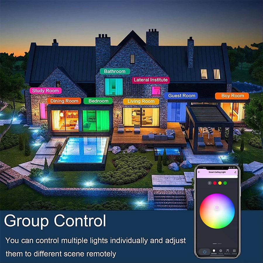 Tuya Smart WiFi Ceiling Light 24W 220V RGB Circular Ambient Lamp Управление через приложение Работает с Alexa Google Home Для Спальни Домашний Декор