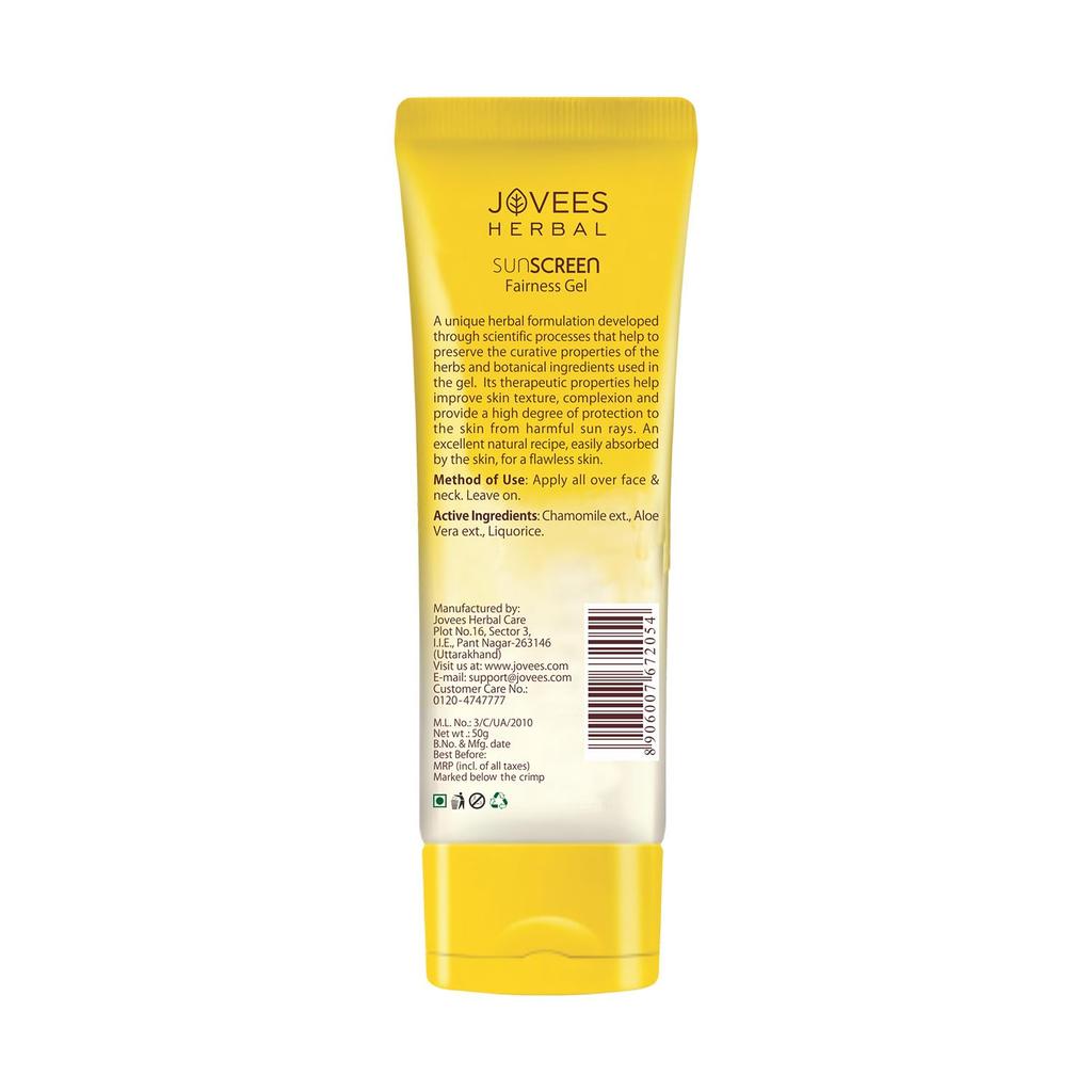 Jovees Травяной Гель для Осветления с Защитой от Солнца SPF 25 Для Жирной Чувствительной Сухой Кожи 50г Упаковка 1 Легкий Без Белого Налета Защита