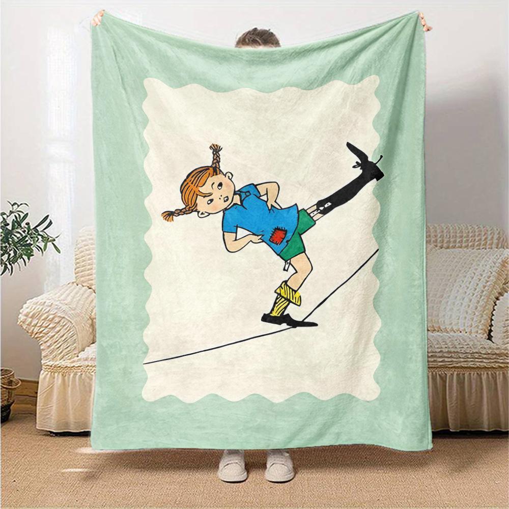 1pc Pippi Longstocking2 Blanket, Gift, for Men and Women, Soft Blanket, Good for Sofa Bed Couch Travel, Lightweight Flannel Blanket
