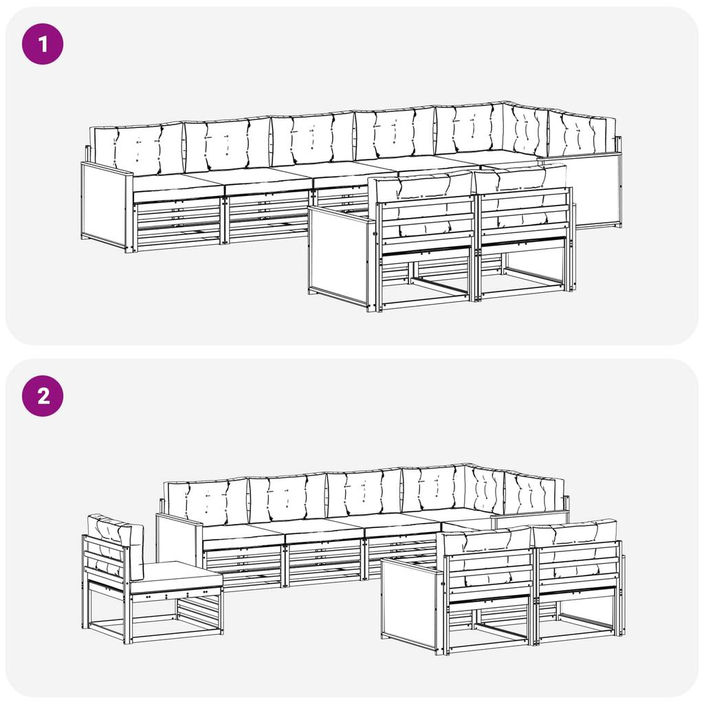 Outdoor Sofa Set with Cushions 8 pcs Natural and Anthracite