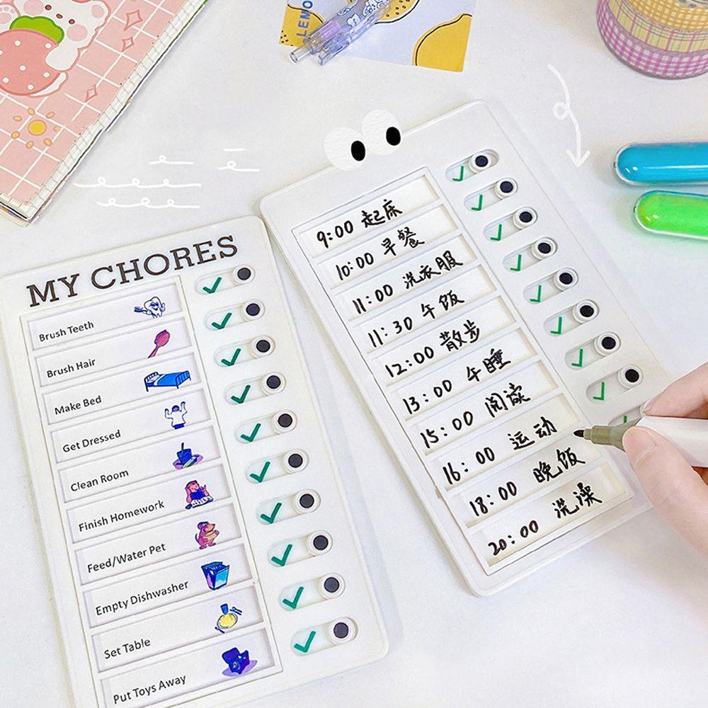 Children's Self-discipline Punch Card Student Message Checklist Chore Chart Memo Plastic Board